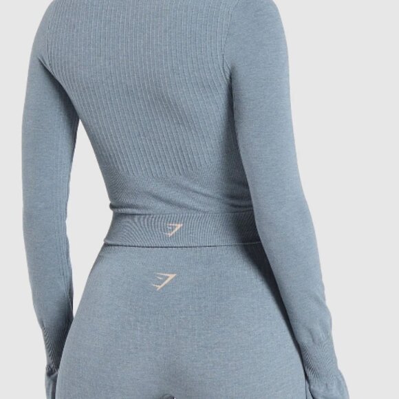 BNWT GYMSHARK 3 PCS Luxe Seamless Leggings ZIp Up Jacket & Sports Bra XS S - Picture 9 of 16